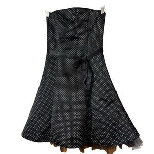 Jessica McClintock Gunne Sax Dress Womens 6 Black Polka Dot 80s 40s Pin Up USA